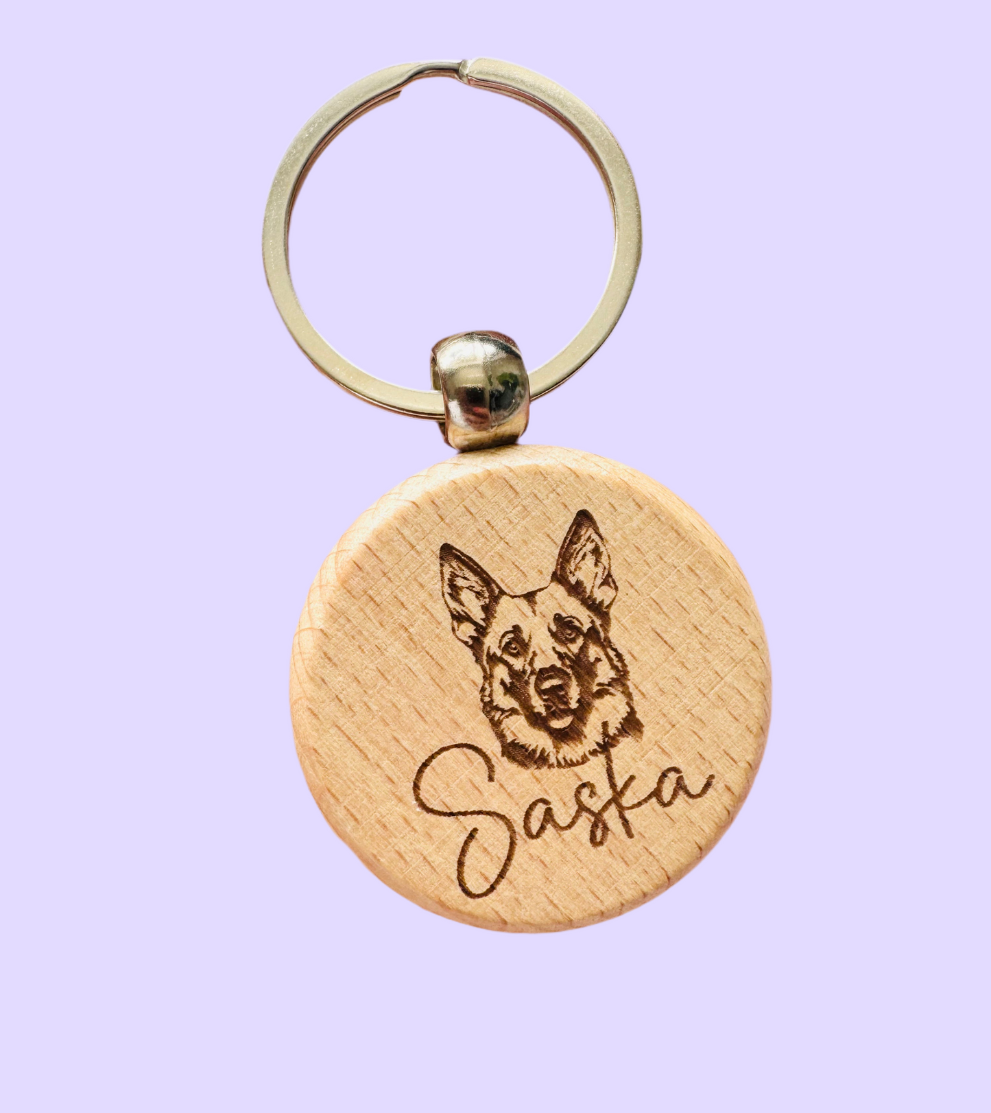 Wooden Engraved Dog Keyring
