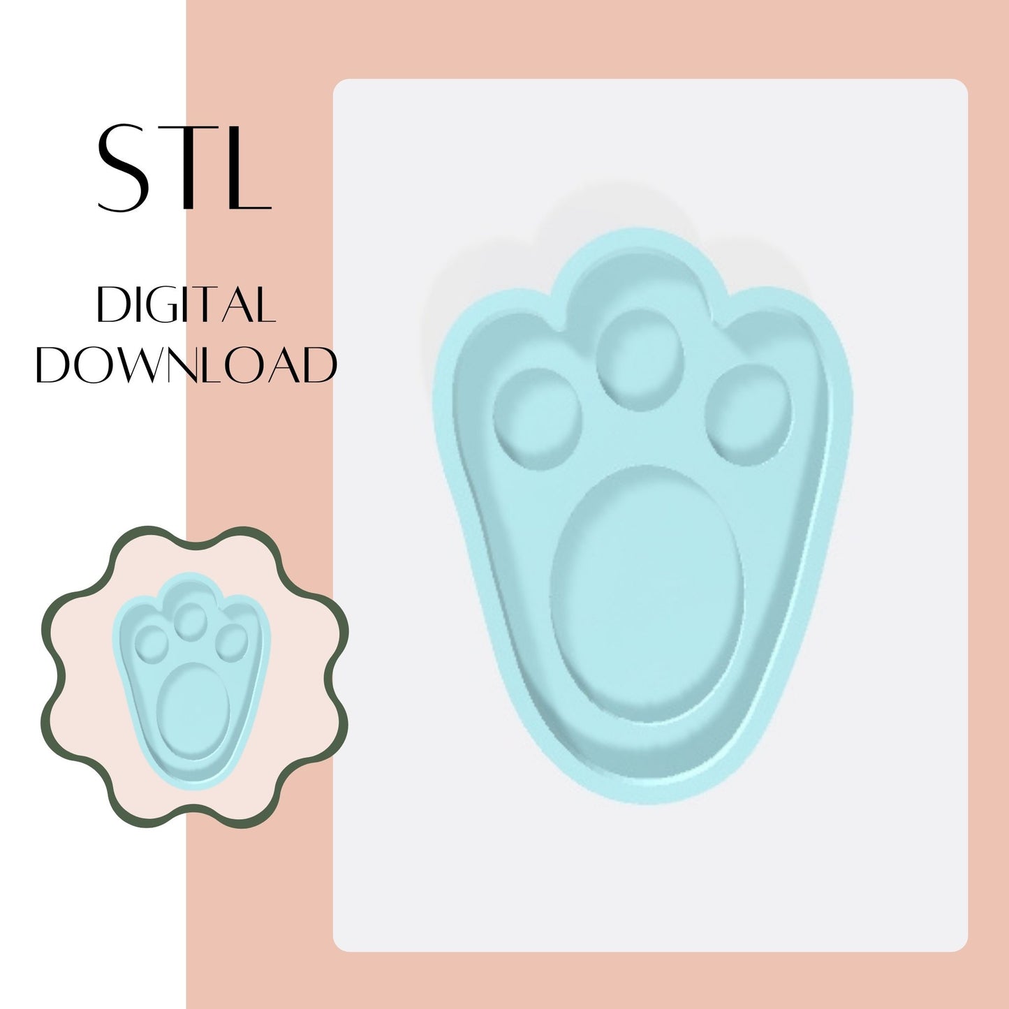 Bunny Foot embosser & cookie cutter STL