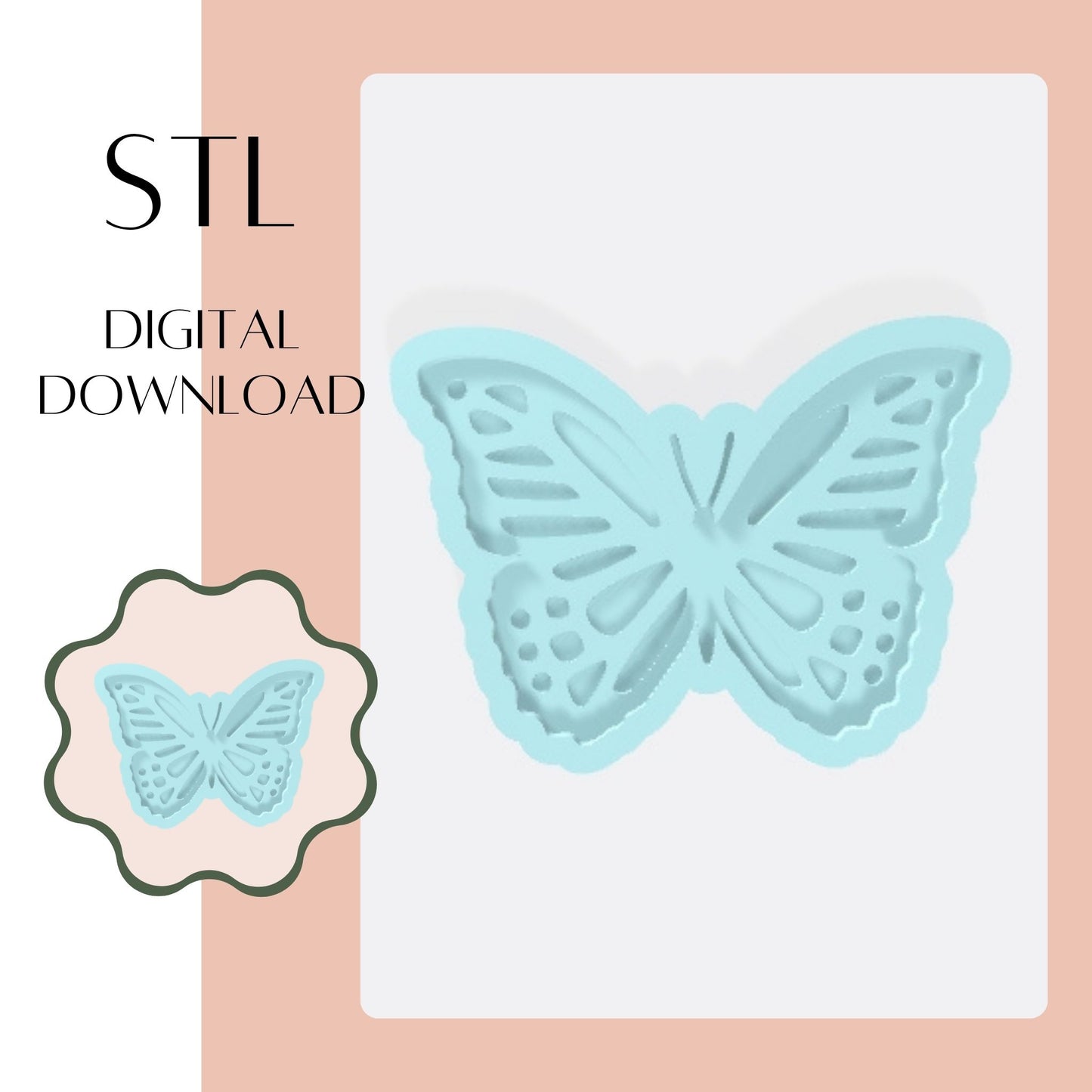Butterfly 1 embosser & cookie cutter STL