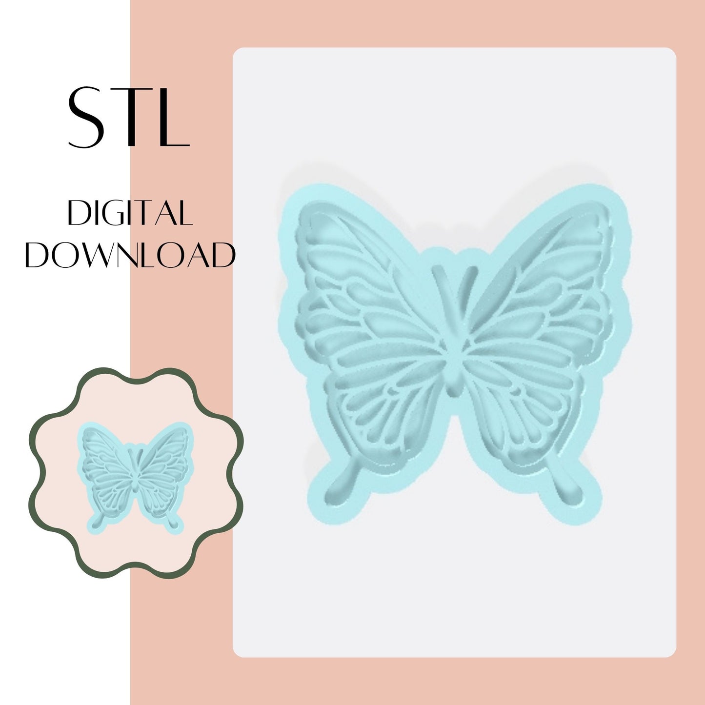 Butterfly 2 embosser & cookie cutter STL