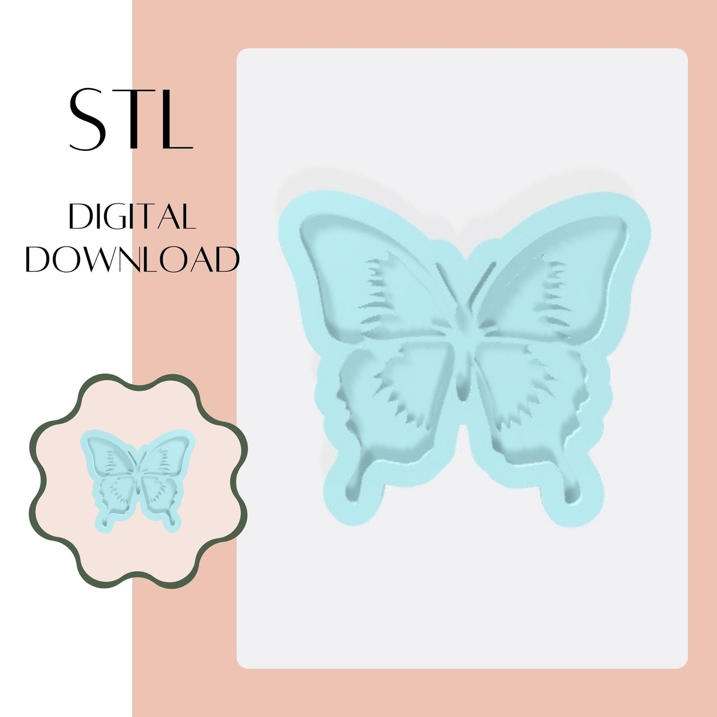 Butterfly 3 embosser & cookie cutter STL