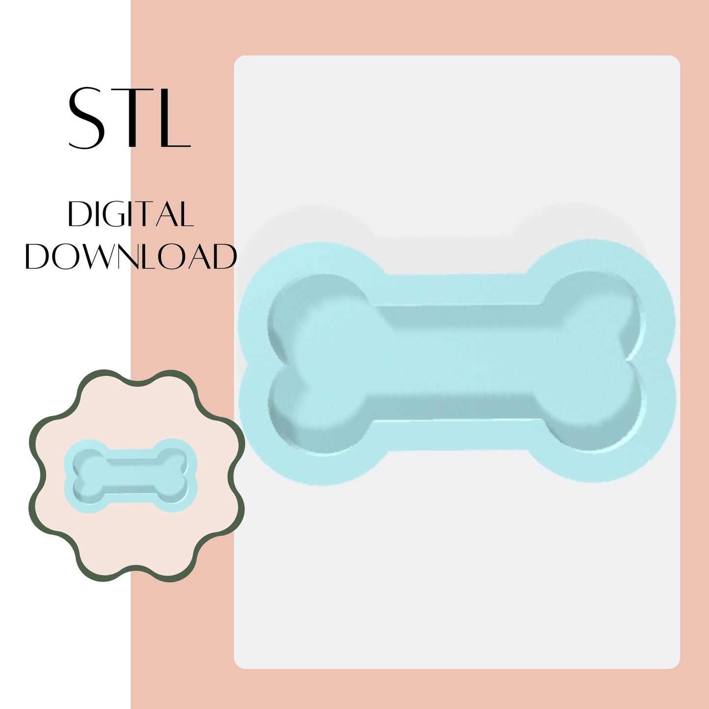 8cm Bone embosser & cookie cutter STL