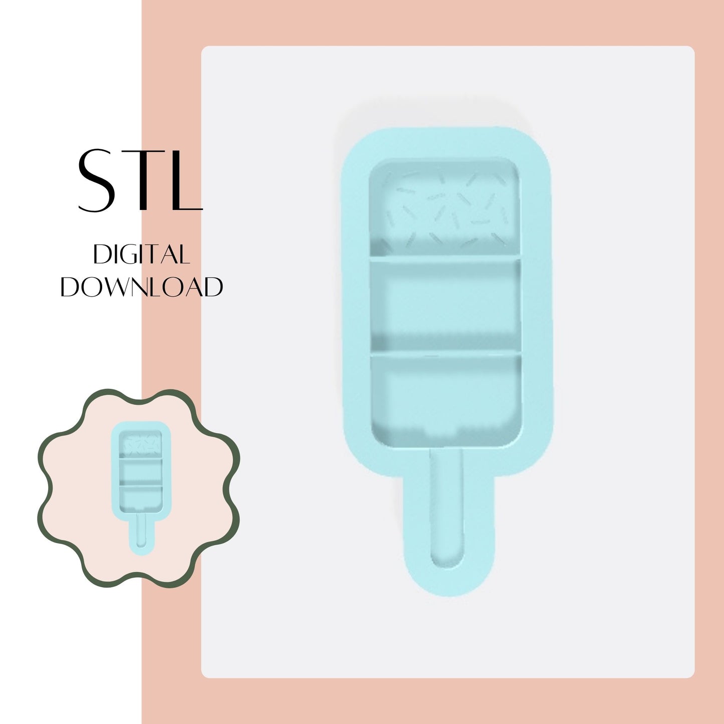 FAB lolly WITH sprinkles embosser & cookie cutter STL