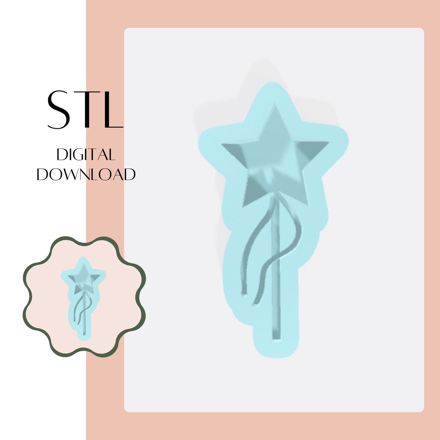 Fairy Wand embosser & cookie cutter STL