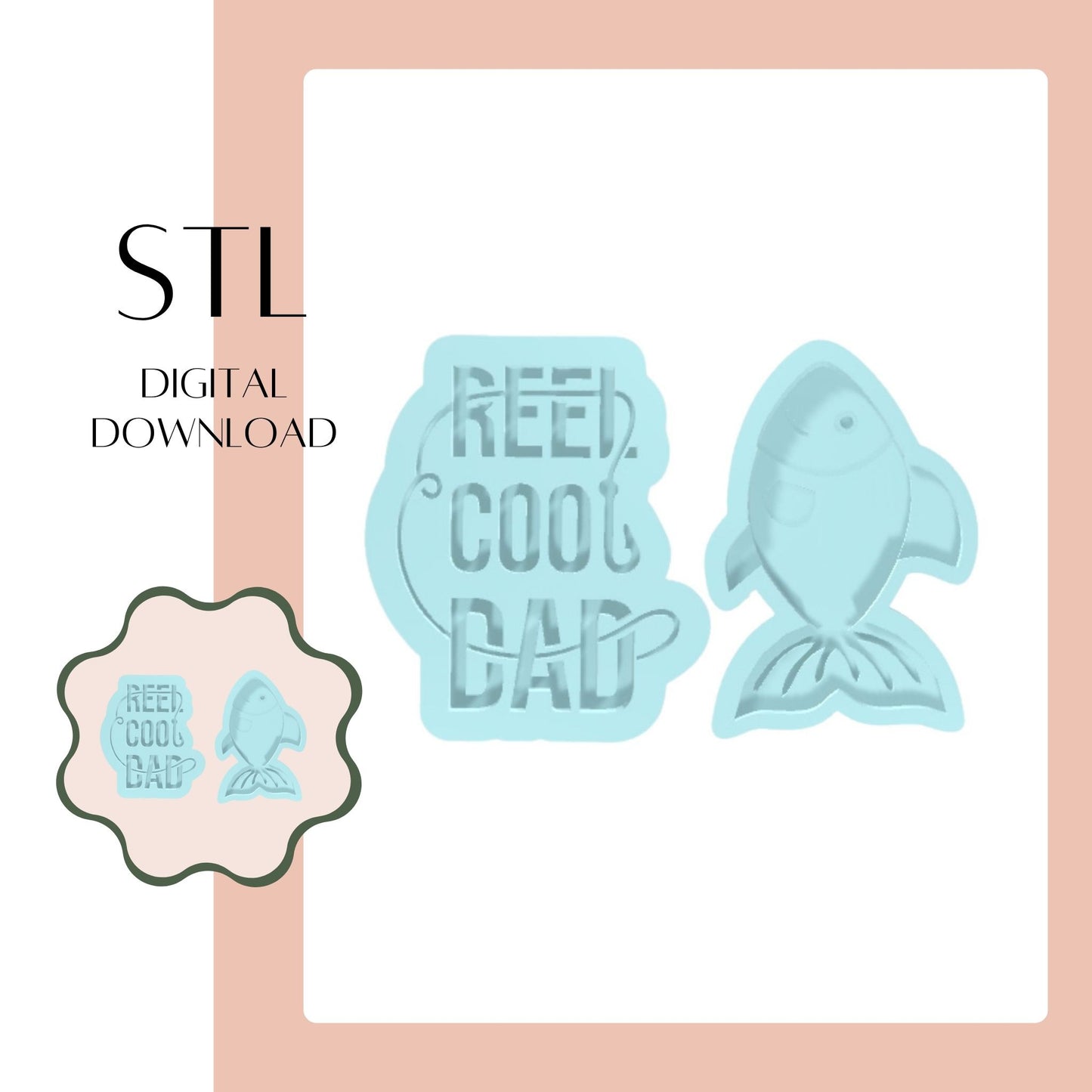 Reel Cool Dad & Fish embosser & cookie cutter