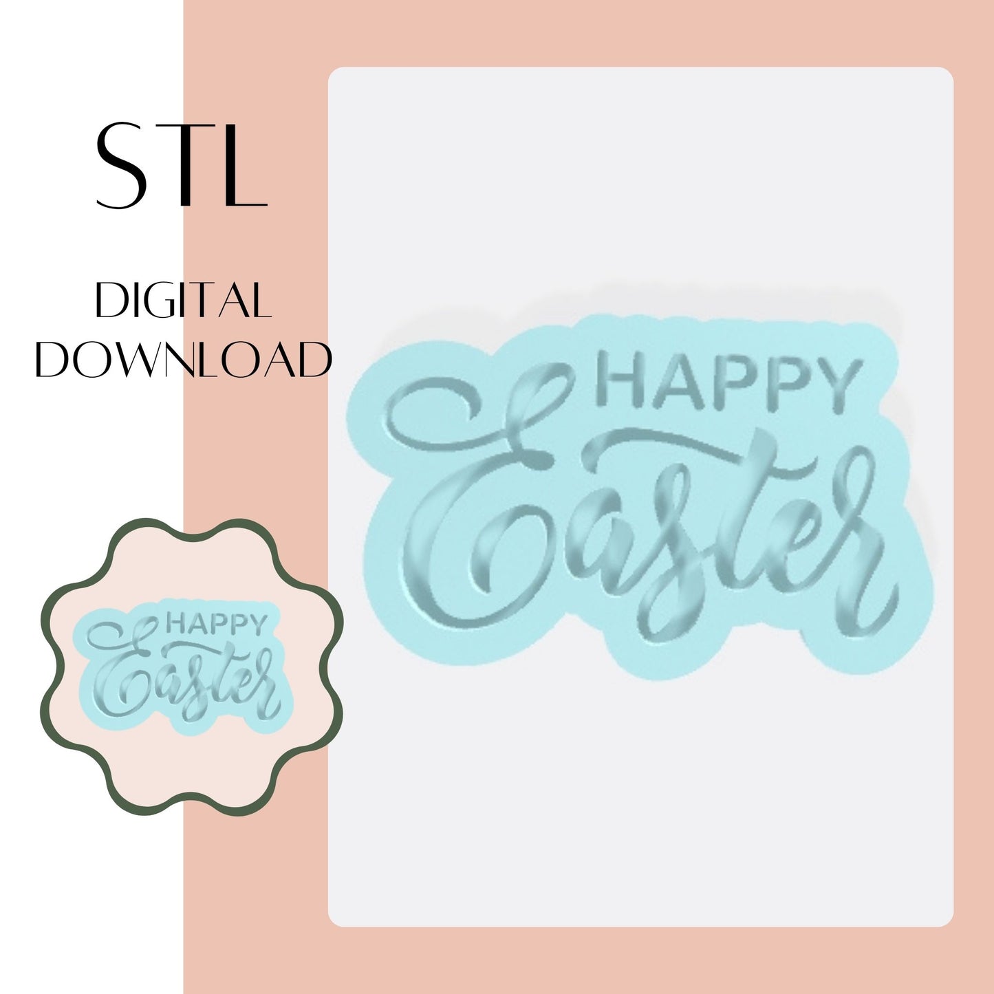 Happy Easter embosser & cookie cutter STL
