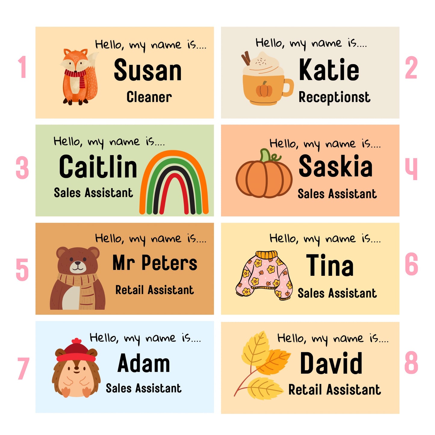 Custom Autumnal Name Badge