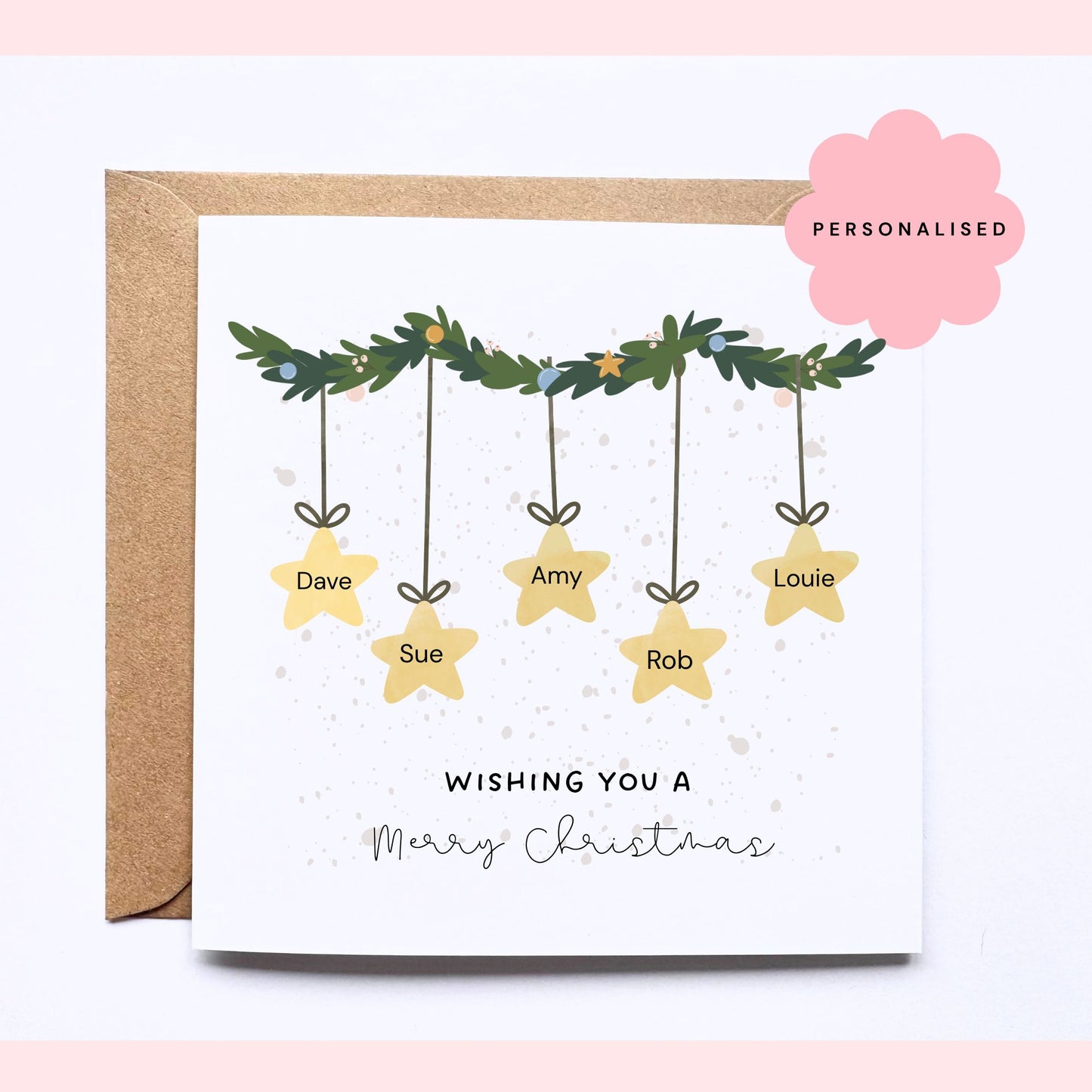 Personalised Christmas Card - Star Garland