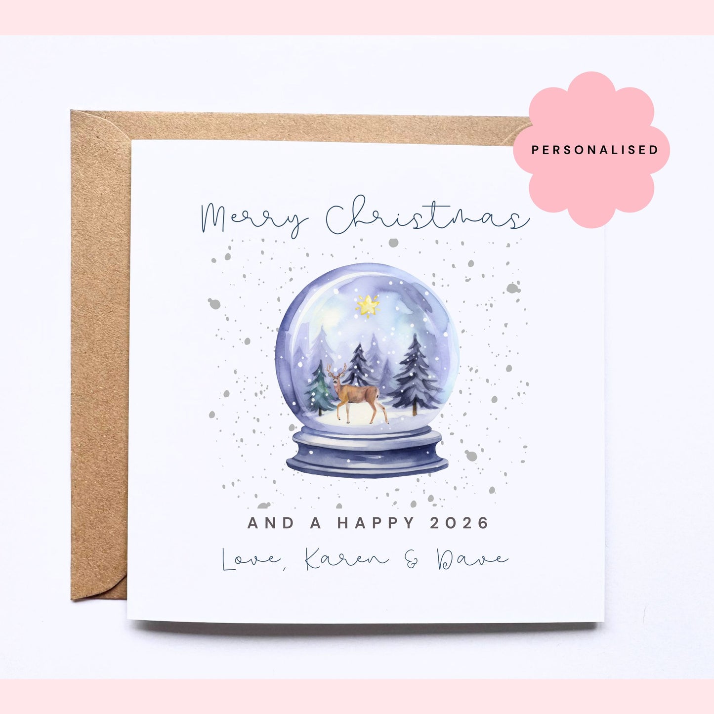Personalised Christmas Card - Blue Snowglobe