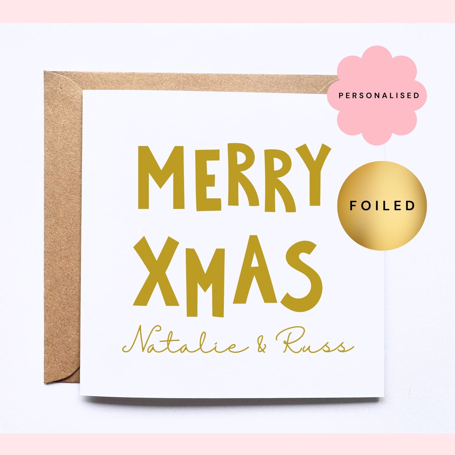Personalised Christmas Card - Foiled MERRY CHRISTMAS