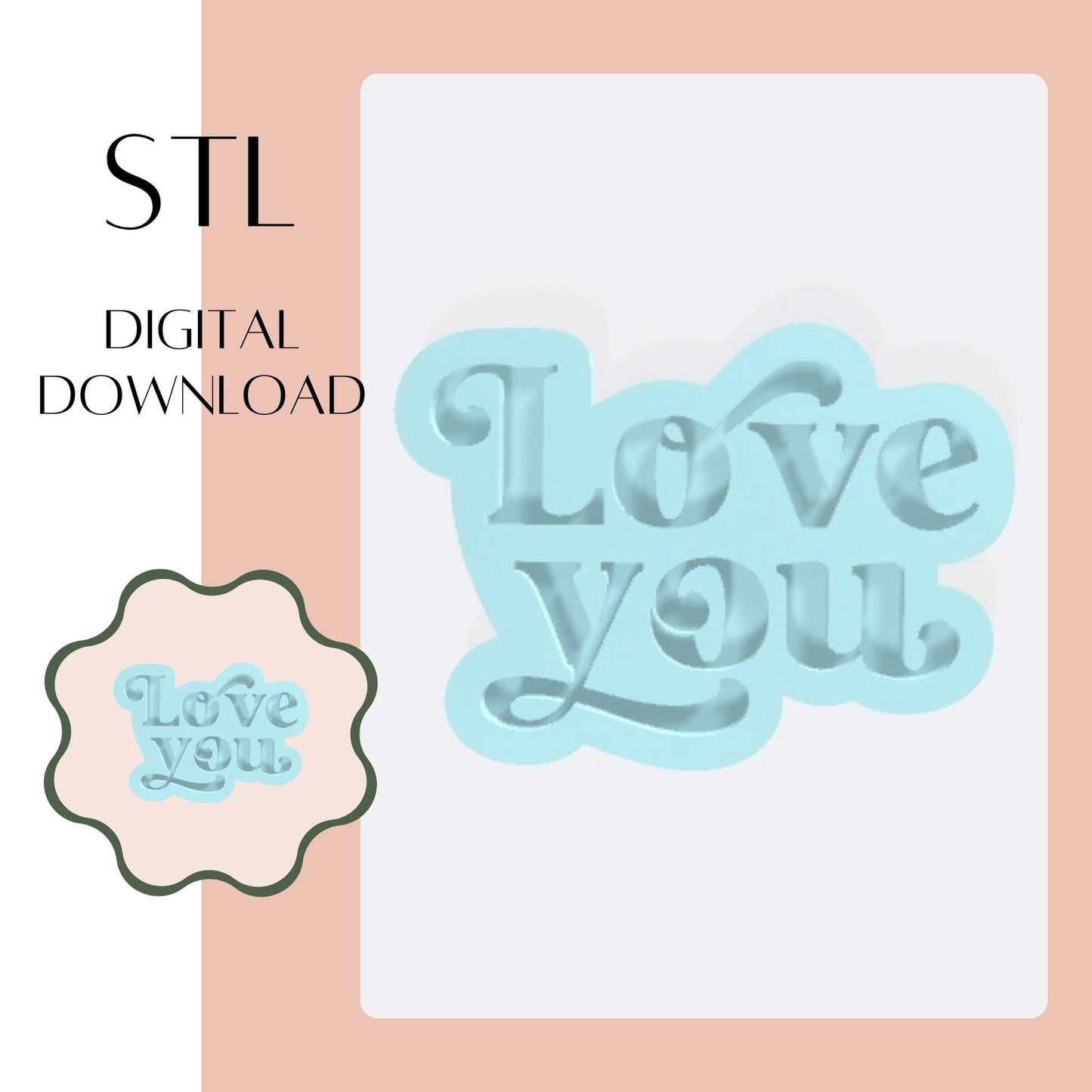 Love You embosser & cookie cutter STL