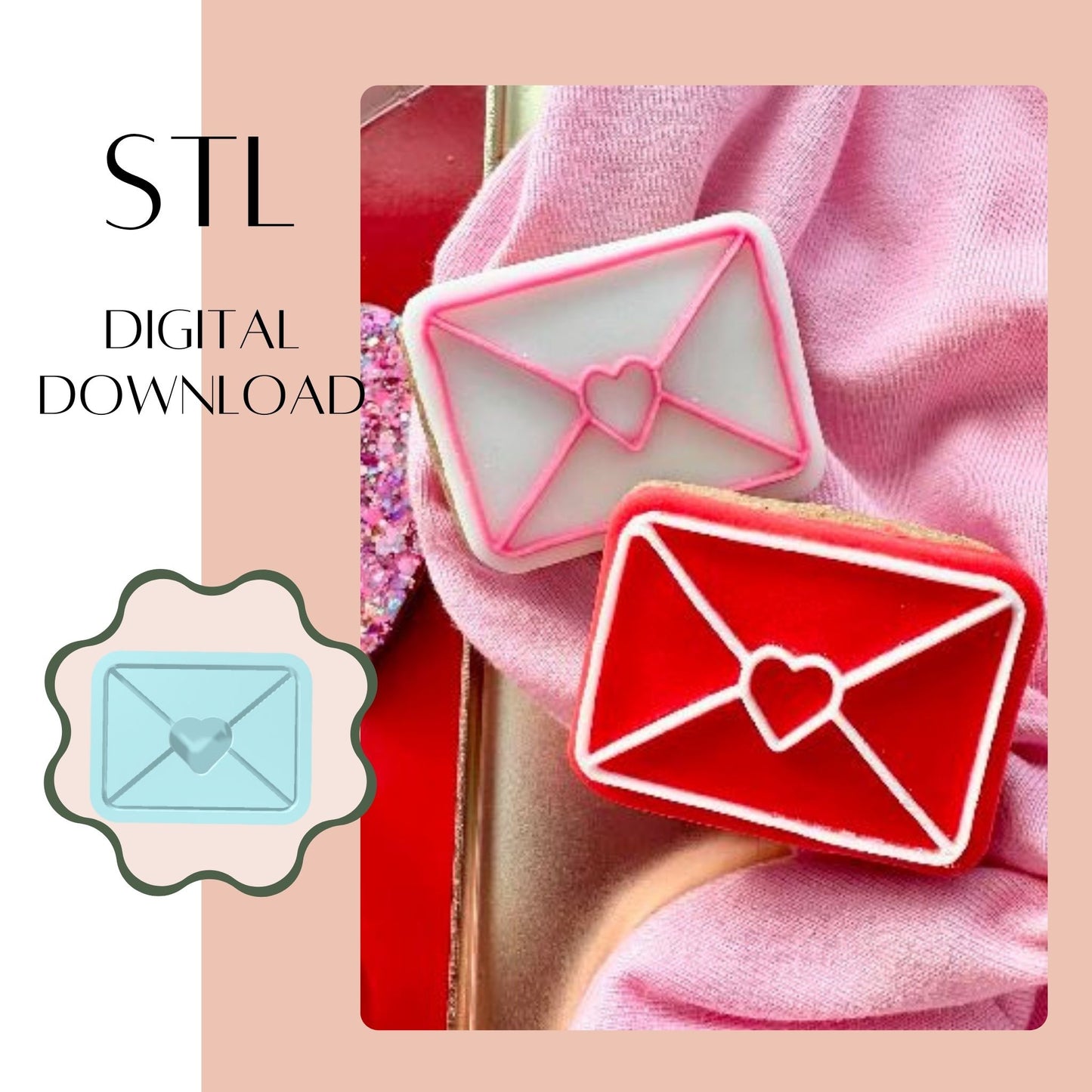 Love Letter Mini embosser & cookie cutter STL