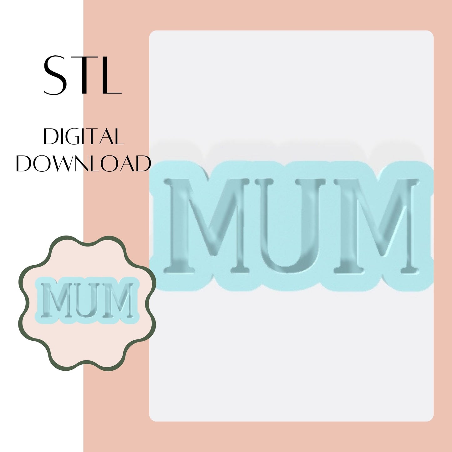 Mum embosser & cookie cutter STL