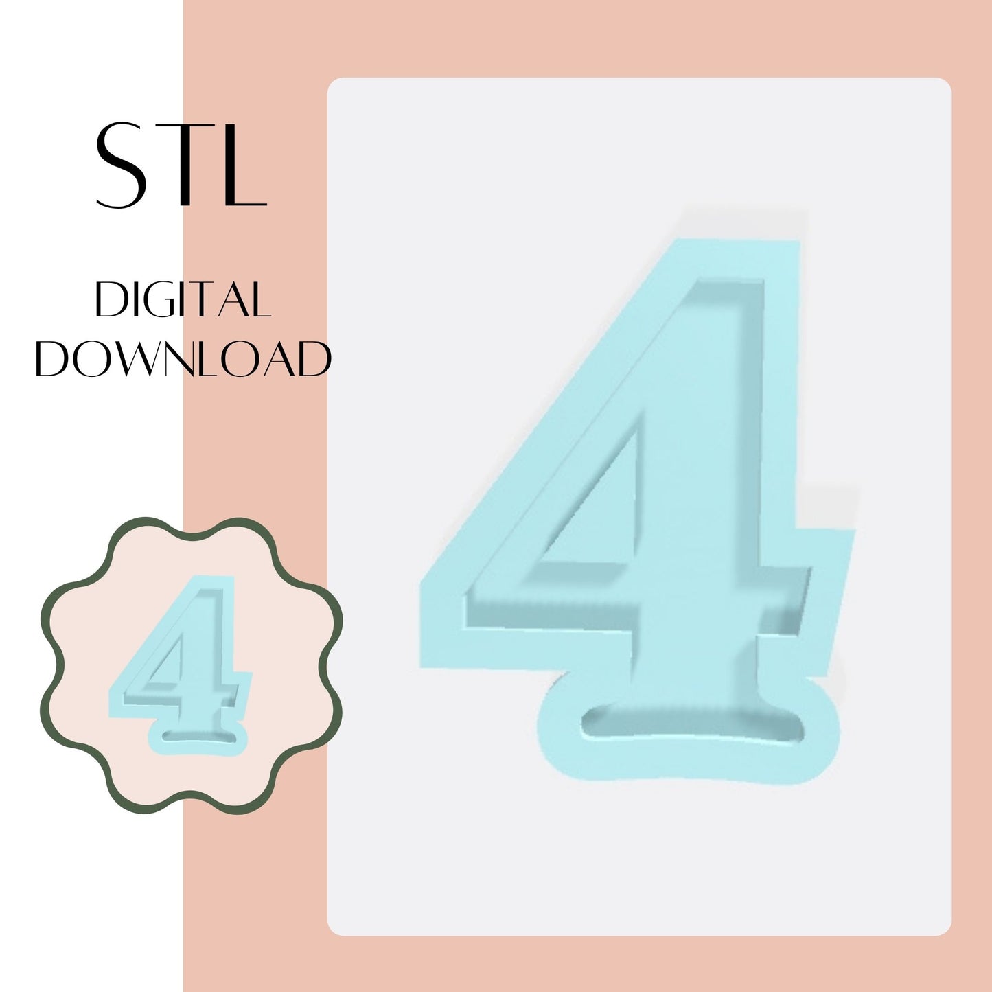 Number 4 embosser & cookie cutter STL