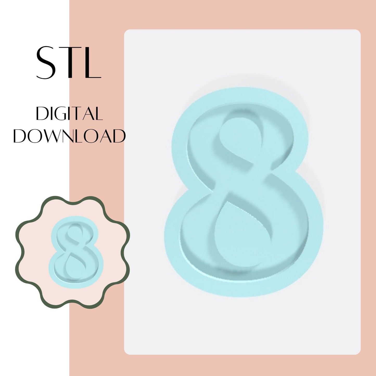 Number 8 embosser & cookie cutter STL