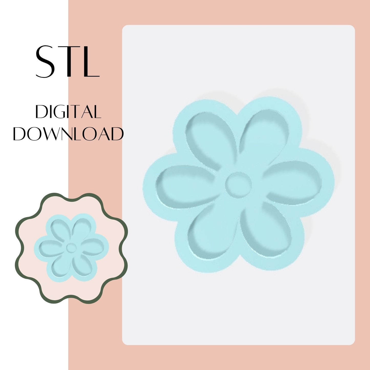 Retro Flower embosser & cookie cutter STL