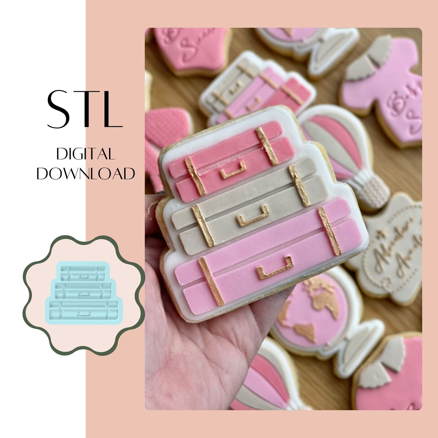 Suitcase Stack embosser & cookie cutter STL