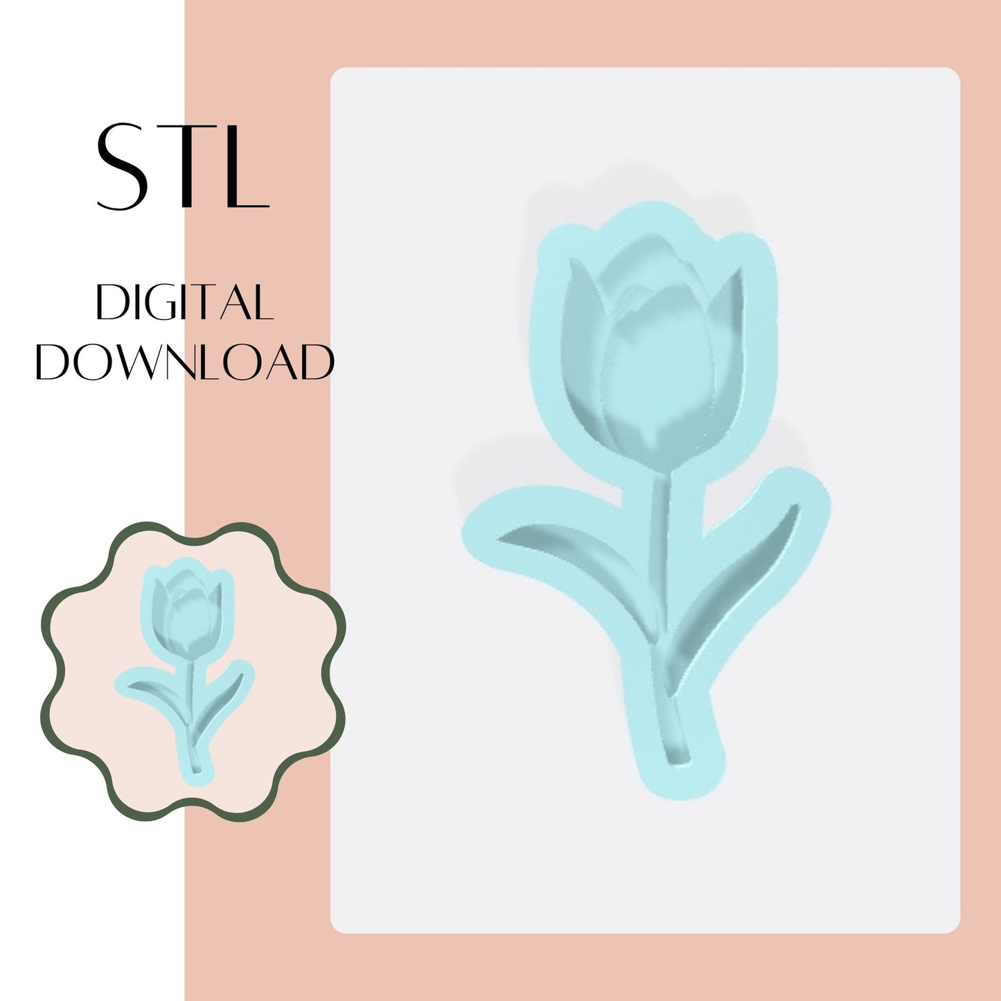 Tulip embosser & cookie cutter STL