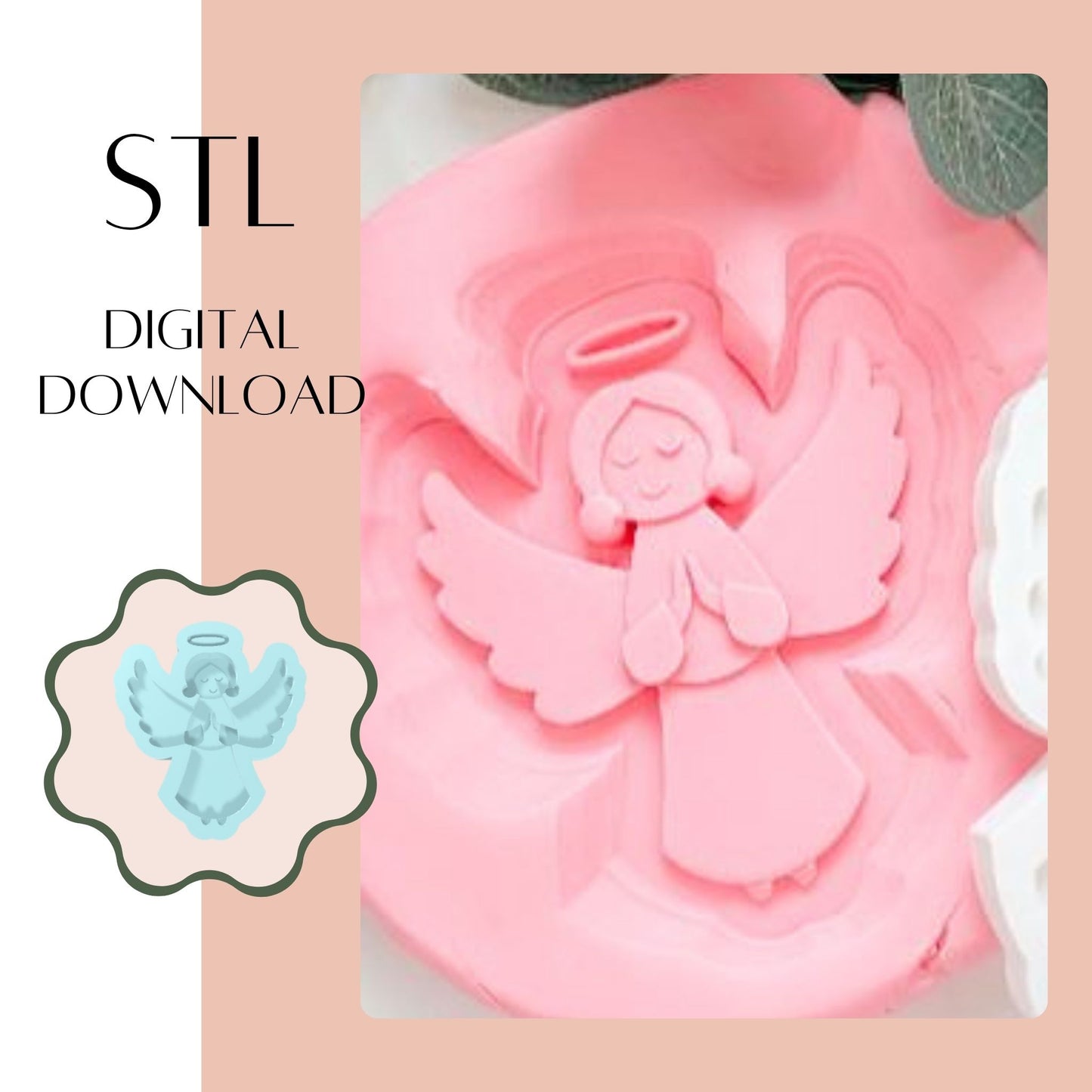 Angel embosser & cookie cutter STL