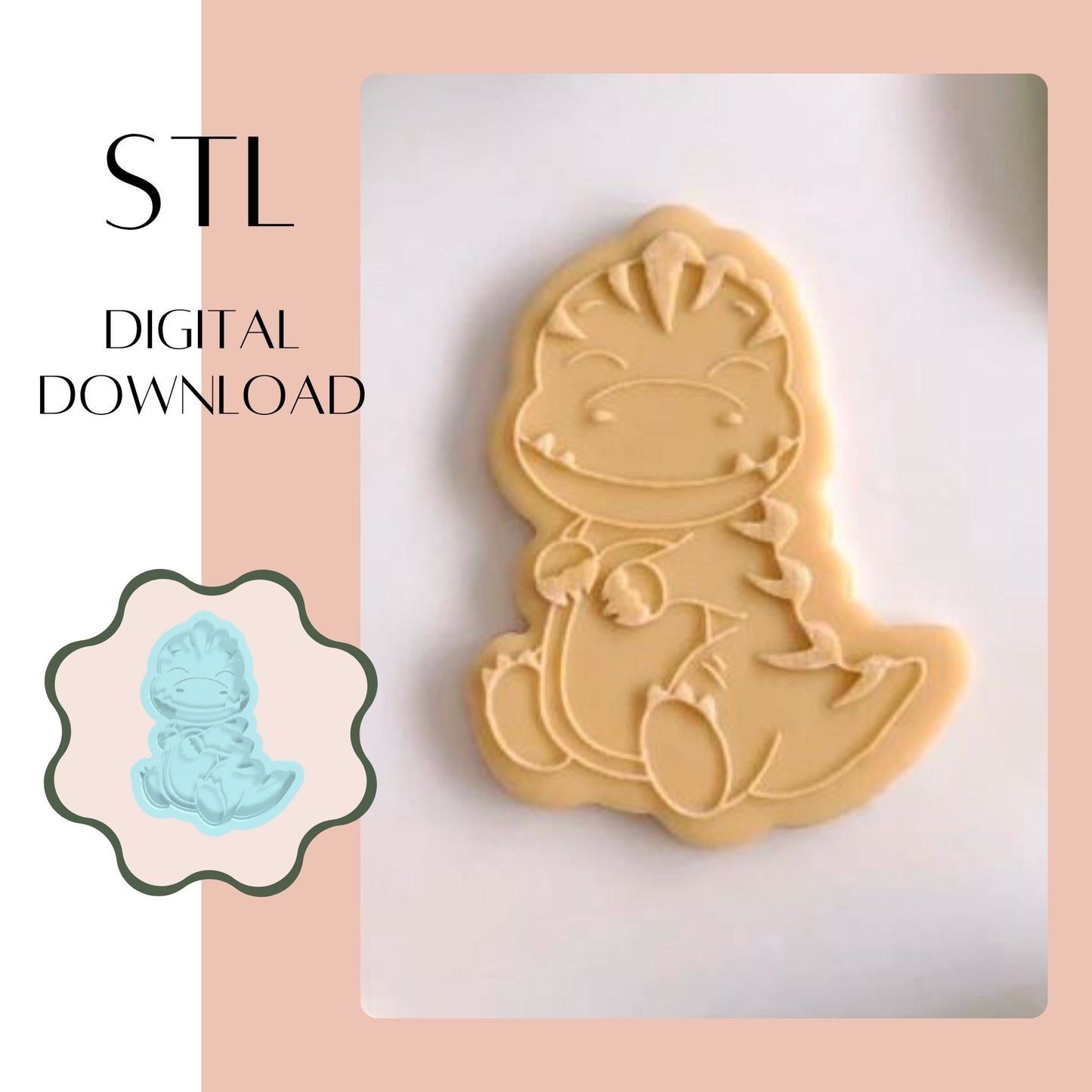 Dino Baby 2 embosser & cookie cutter STL