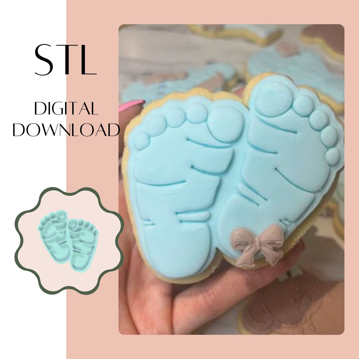 Baby Feet embosser & cookie cutter STL
