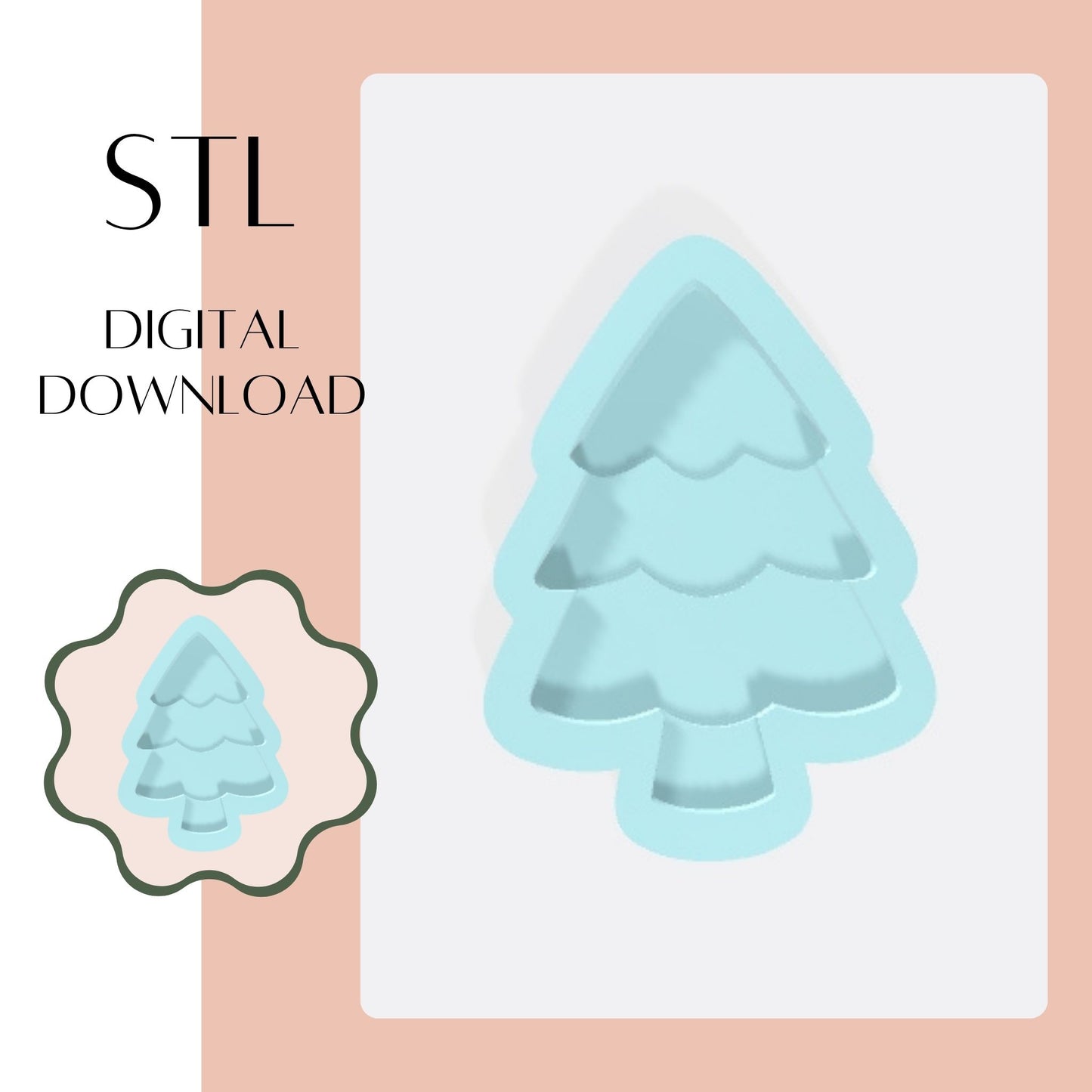 Layered Tree Maxi & Mini embosser & cookie cutter STL