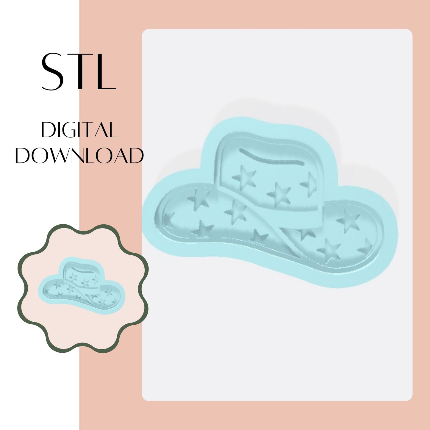 Cow Girl Hat embosser & cookie cutter STL