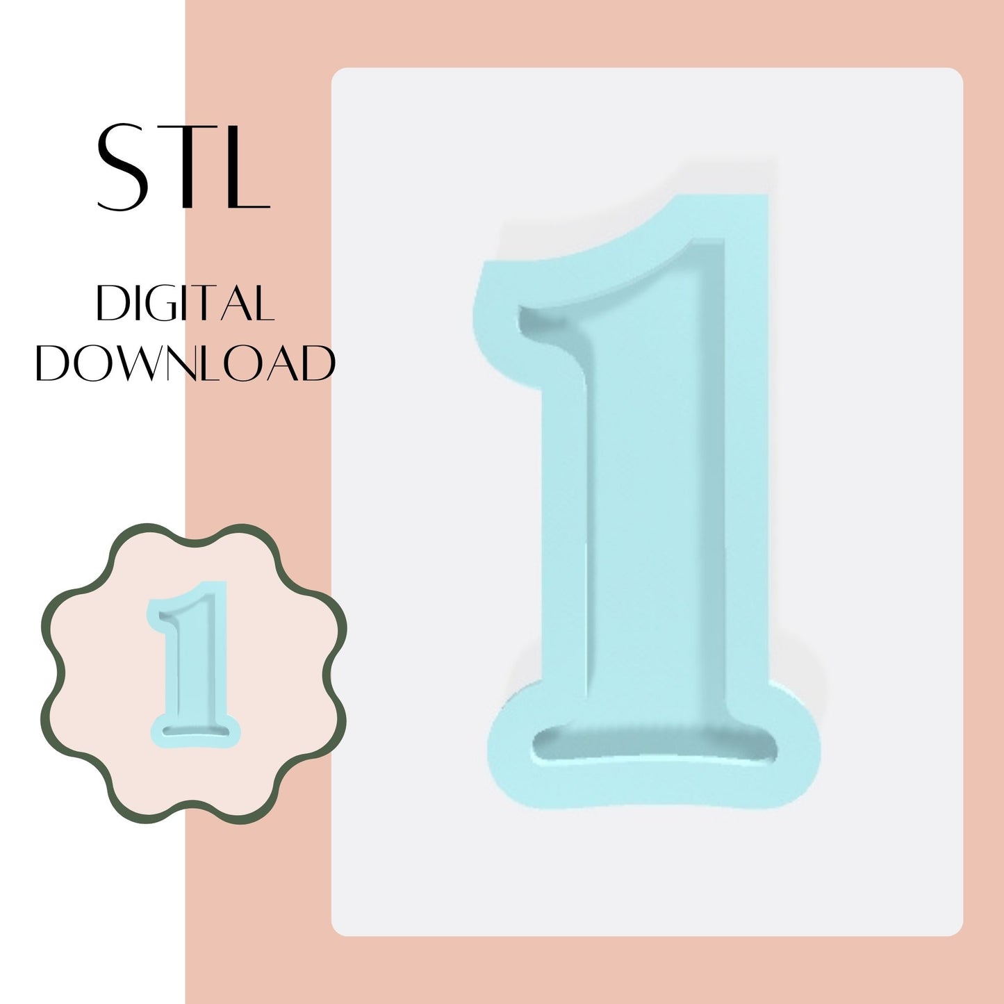 Number 1 embosser & cookie cutter STL