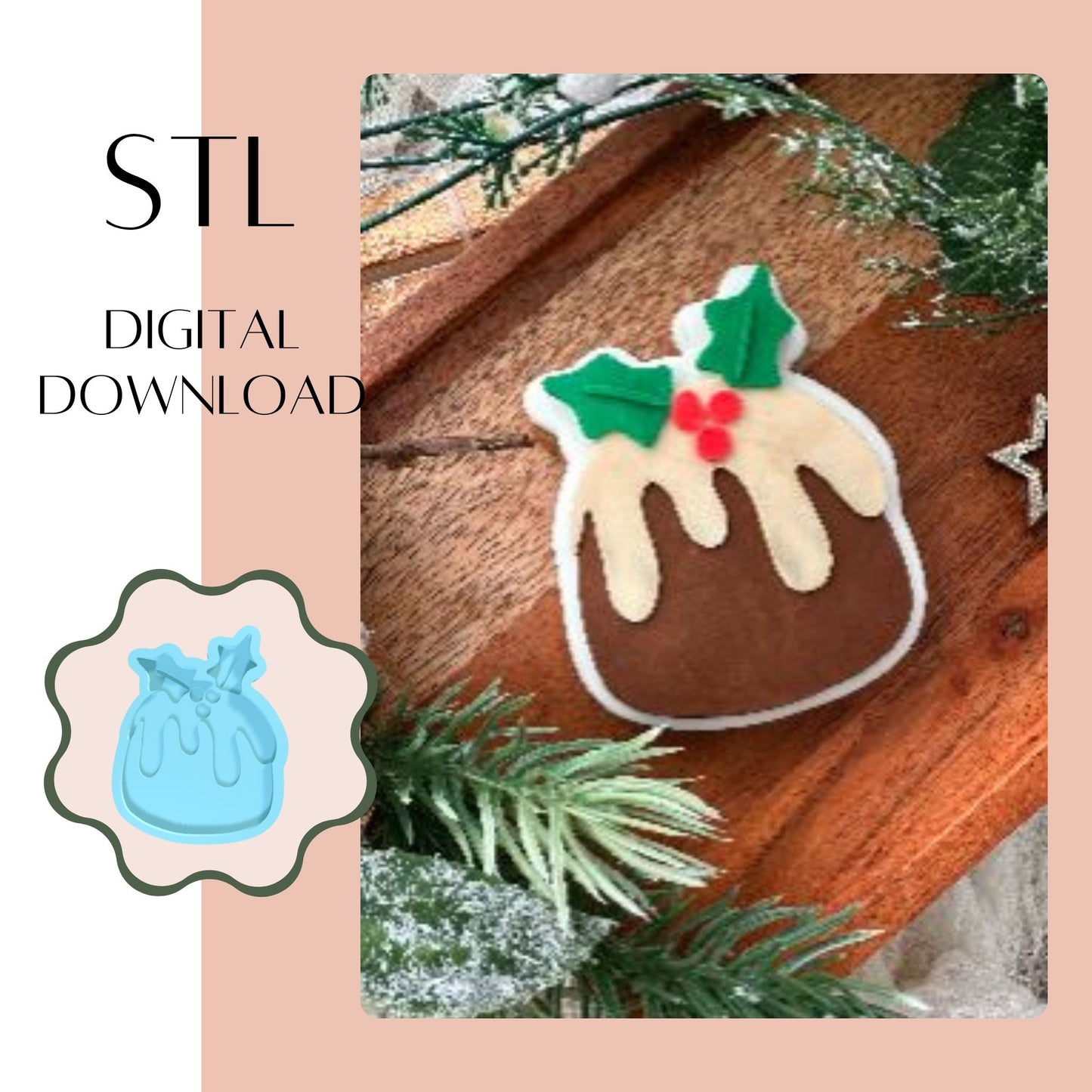 Christmas Pudding embosser & cookie cutter STL