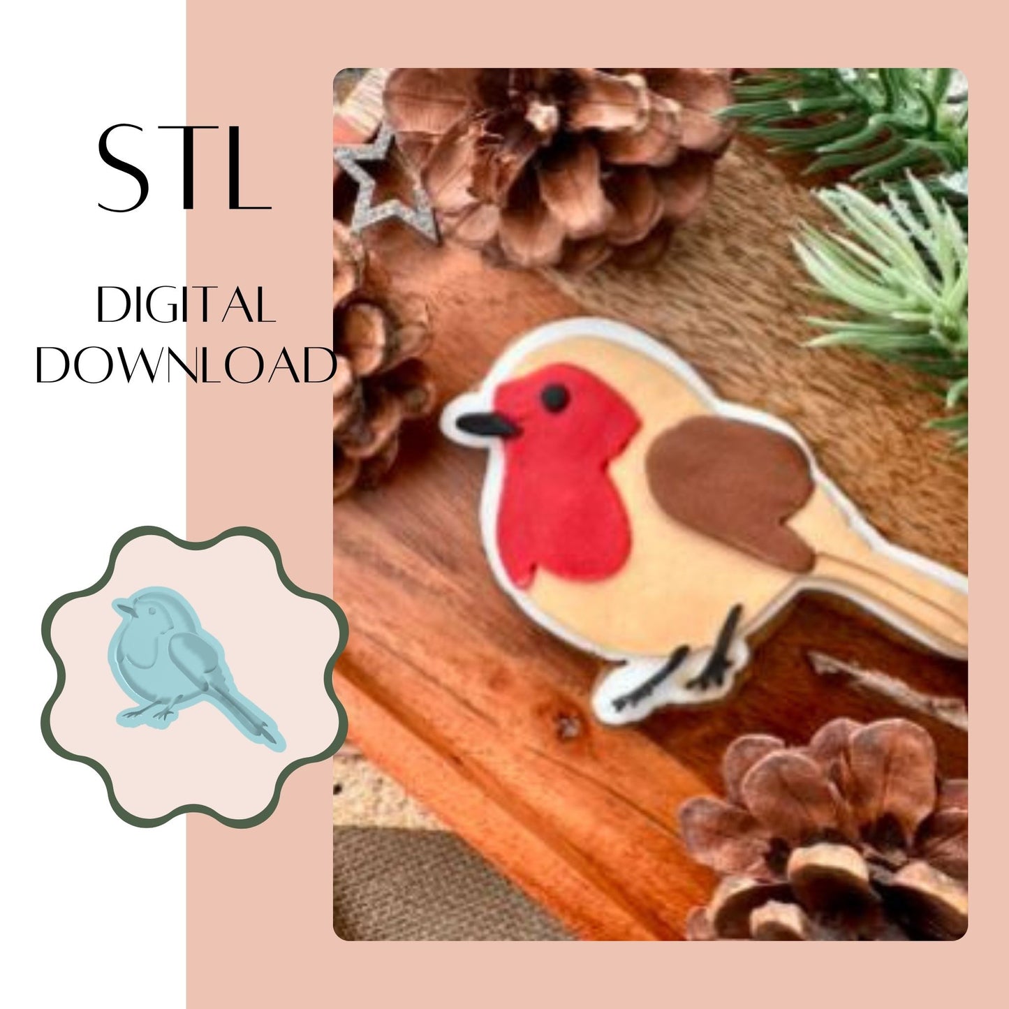 Robin embosser & cookie cutter STL