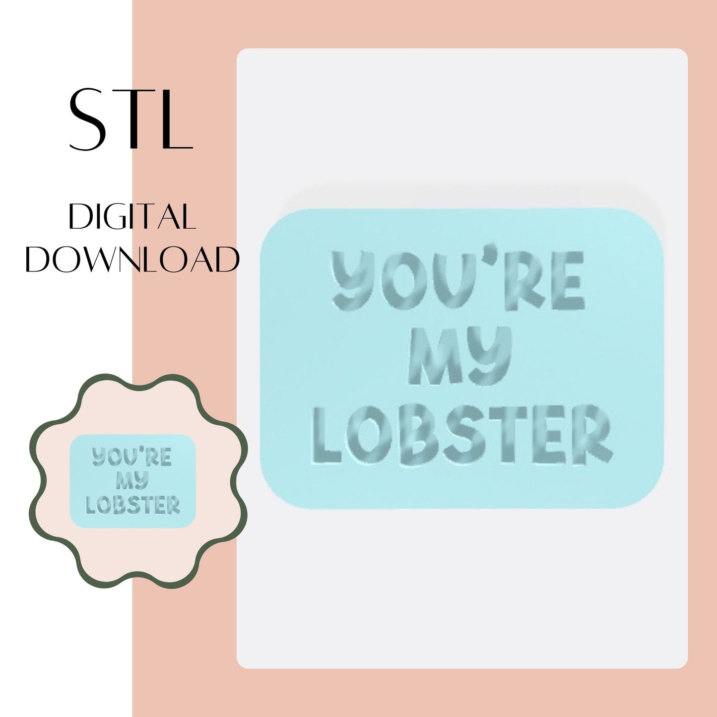 You're My Lobster embosser & cookie cutter STL