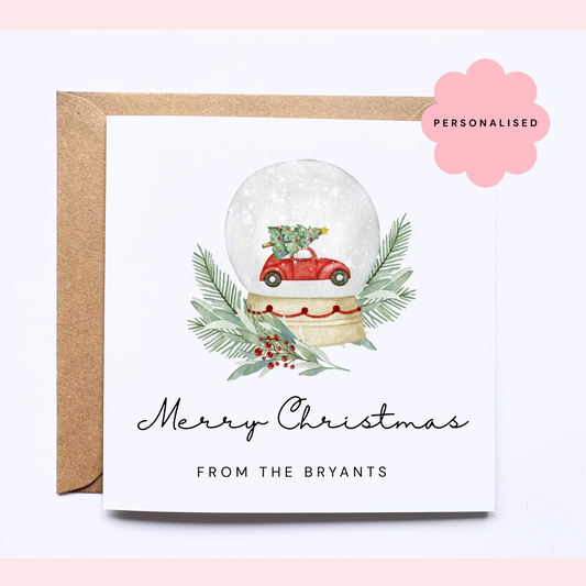 Personalised Christmas Card - Snow globe Car