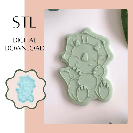 Dino Baby 1 embosser & cookie cutter STL