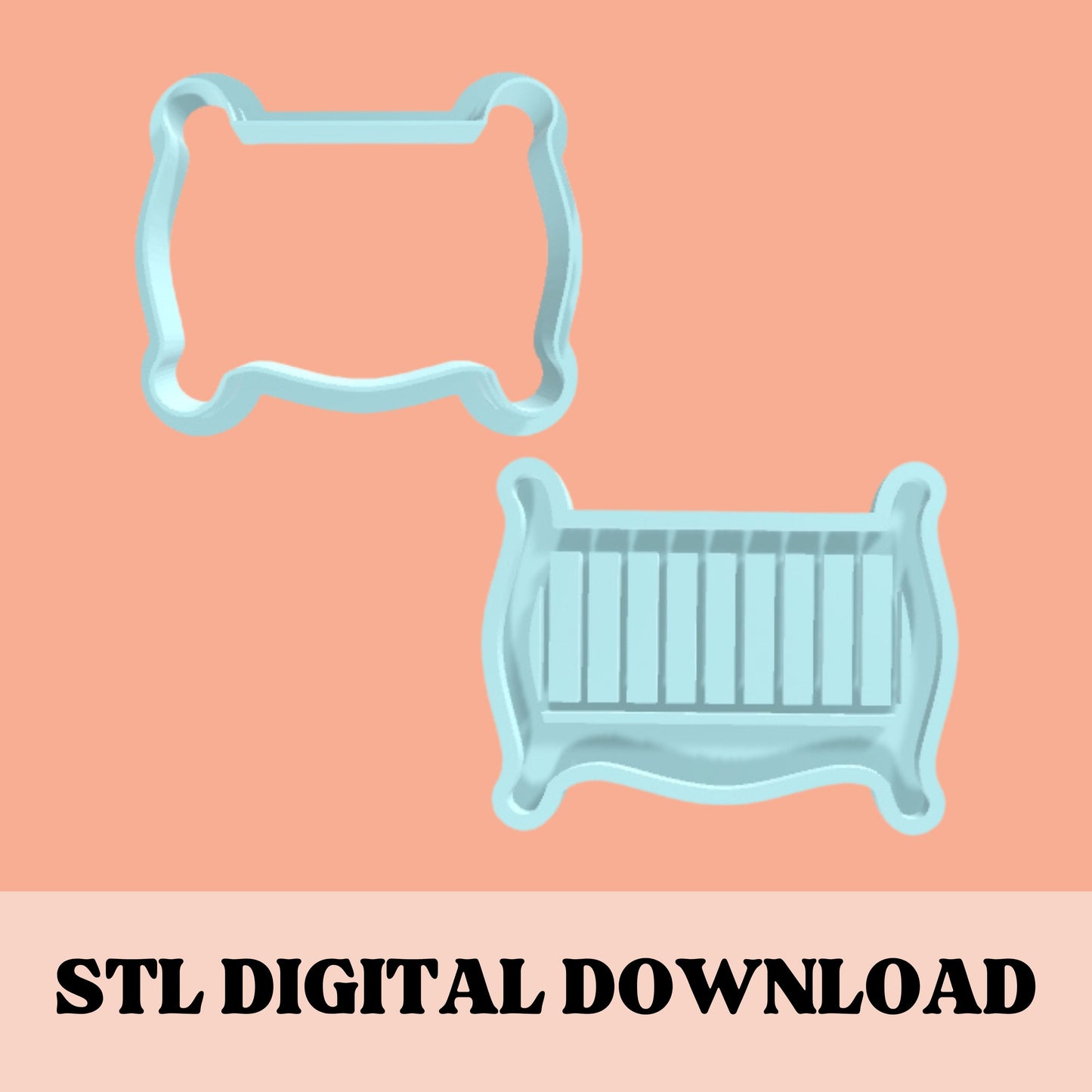 Cot / Crib embosser & cookie cutter STL