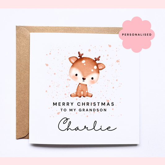 Personalised Christmas Card - Cute Reindeer