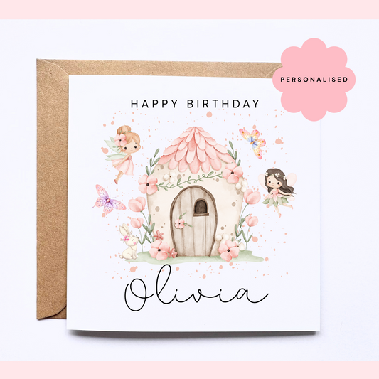 Personalised Birthday Card - Fairy House