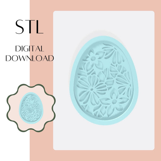 Floral Easter Egg embosser & cookie cutter STL
