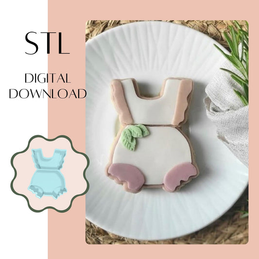 Frilly Babygrow embosser & cookie cutter STL