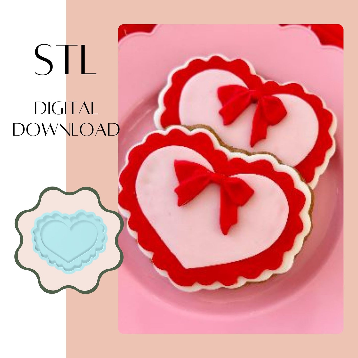 Frilly Heart embosser & cookie cutter STL