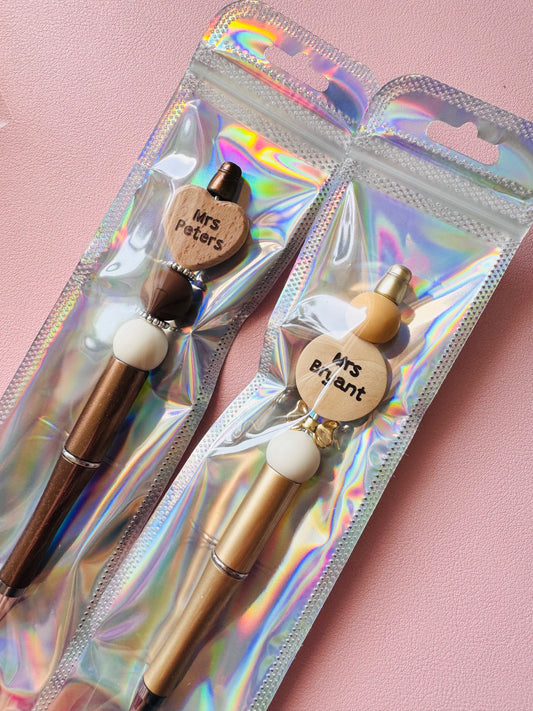 Personalised Wooden Bead Pen
