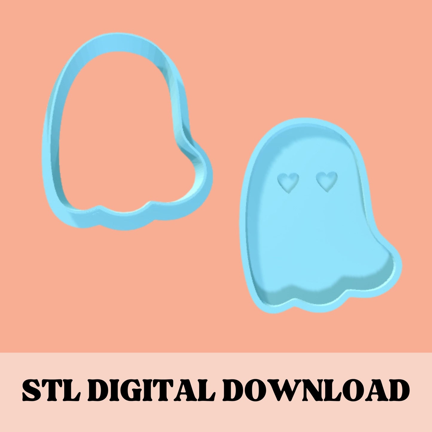 Heart eyes ghost embosser & cookie cutter STL