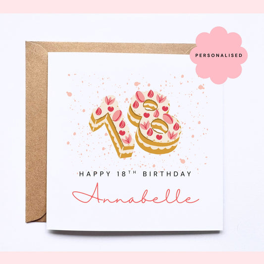 Personalised Birthday Card - 18 Cake