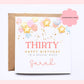 Personalised 30th Birthday Card