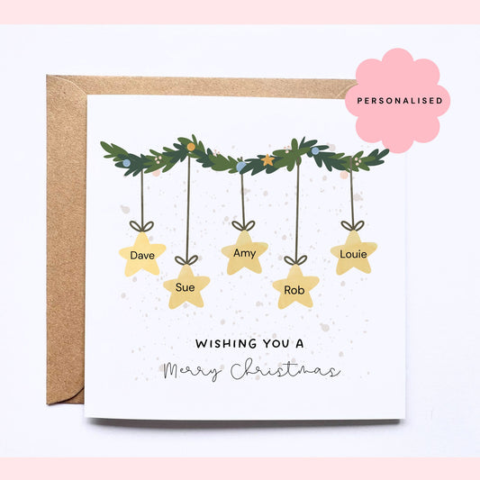 Personalised Christmas Card - Star Garland