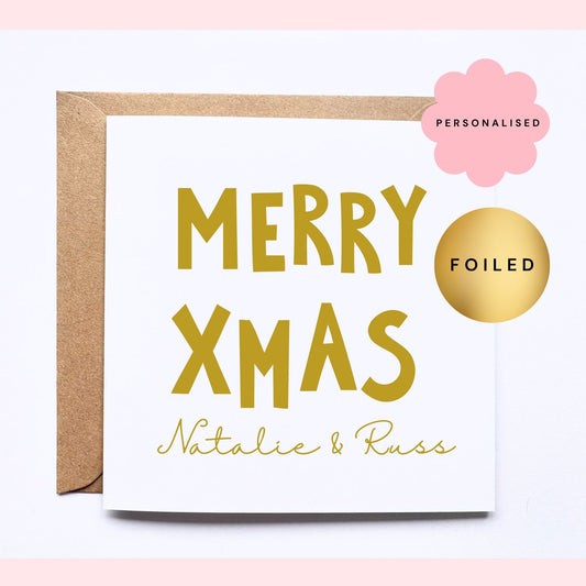 Personalised Christmas Card - Foiled MERRY CHRISTMAS