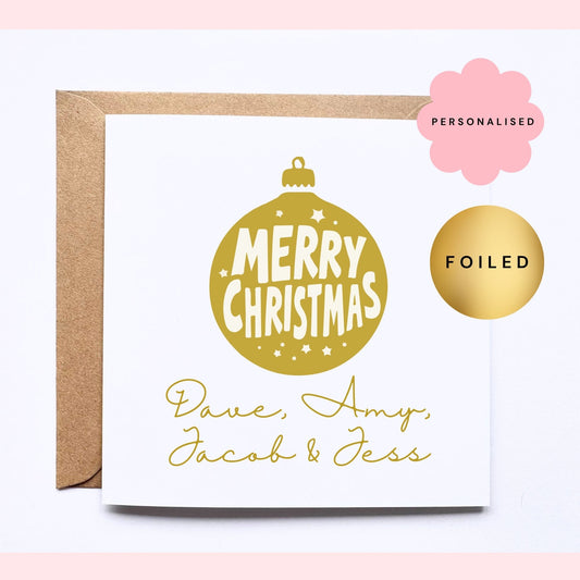 Personalised Christmas Card - Foiled Bauble