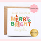 Personalised Christmas Card - Merry & Bright with foiling