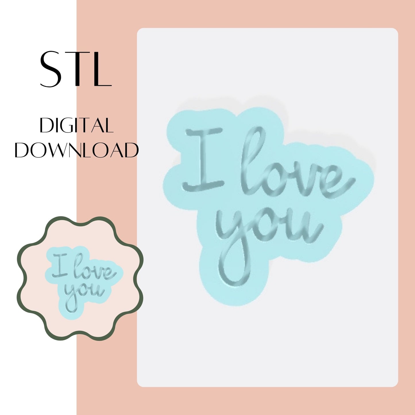 I love you embosser & cookie cutter STL