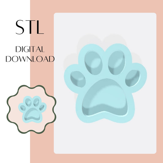 Paw Print Mini embosser & cookie cutter STL