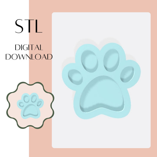 Paw Print embosser & cookie cutter STL